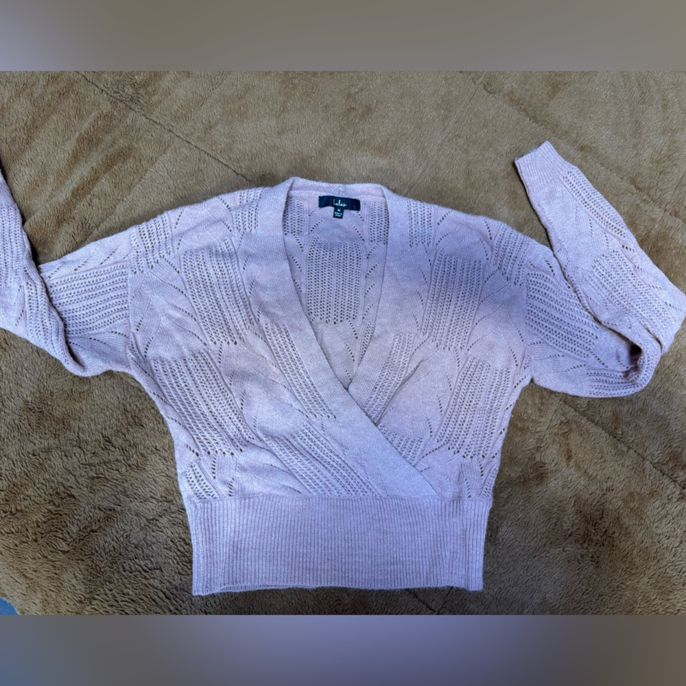 Lulu's Soft pale mauve ballet crossover front Sweater